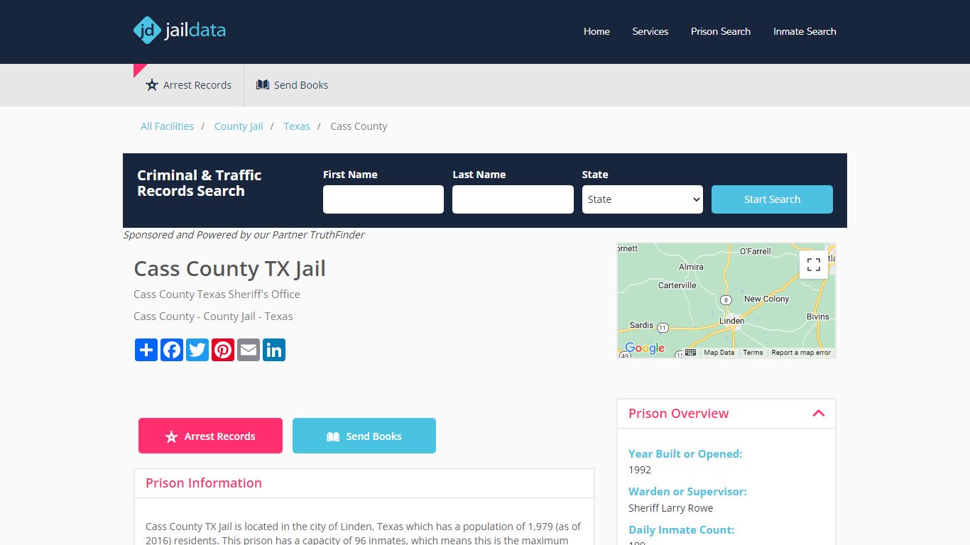 Cass County TX Jail Inmate Search and Prisoner Info - Linden, TX