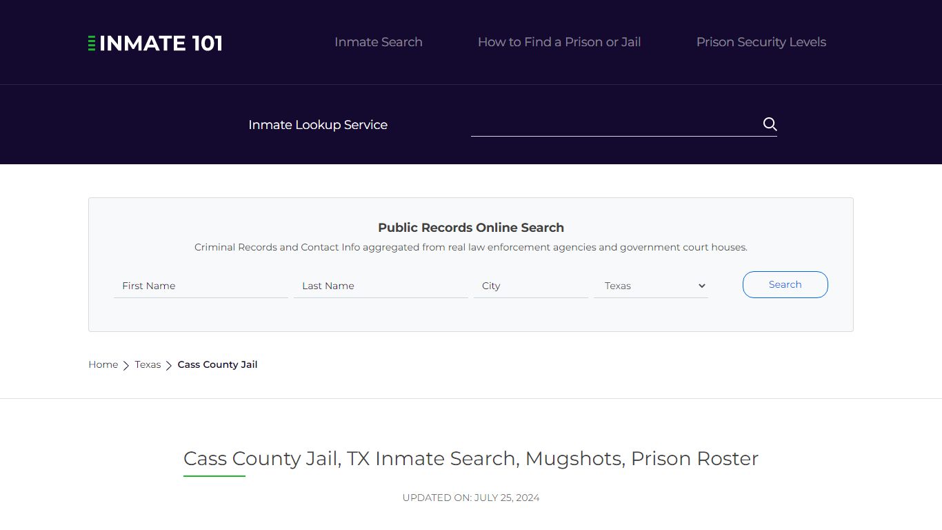 Cass County Jail, TX Inmate Search, Mugshots, Prison Roster